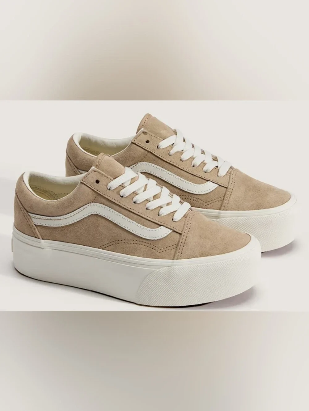 Vans Old Skool Beige Suede Stackform Sneakers Size M6.5 W8 MSRP $80